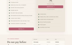 OrderPost pricing page with plans and prices — screenshot of the productivity & writing AI tool, 2026-10-01