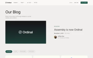 Ordinal (formerly Assembly) blog — screenshot of the productivity & writing AI tool, 2026-10-02