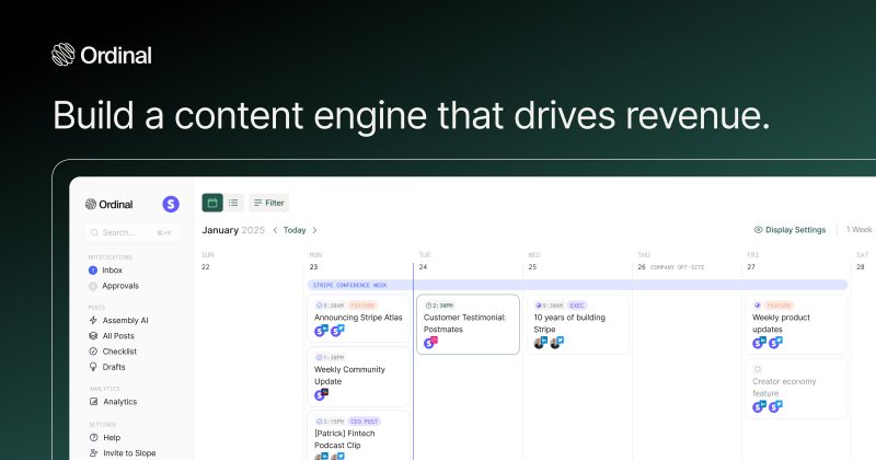 Ordinal (formerly Assembly) homepage screenshot, productivity & writing AI tool