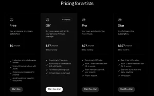 Orphiq pricing page with plans and prices — screenshot of the productivity & writing AI tool, 2026-10-02