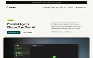 Osaurus homepage — screenshot of the chat assistants AI tool, 2026-10-01