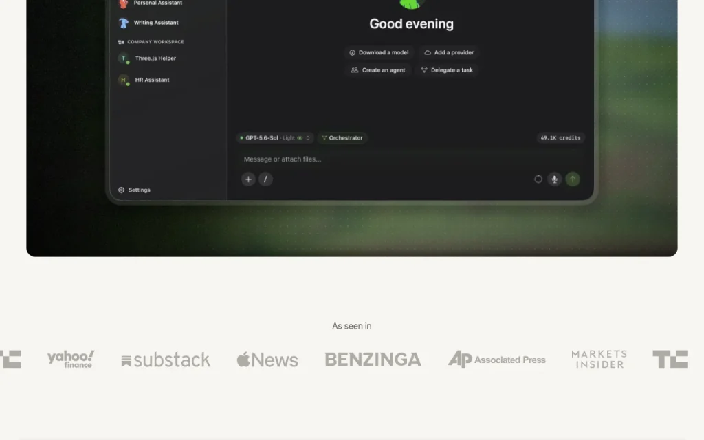 Osaurus página principal — captura de pantalla de la herramienta de IA asistentes de chat, Oct 1, 2026