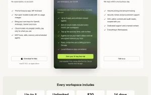 Osaurus pricing page with plans and prices — screenshot of the chat assistants AI tool, 2026-10-01