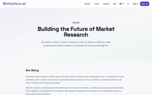 Owlytics.ai about page — screenshot of the research & search AI tool, 2026-10-02