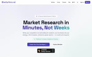 Owlytics.ai homepage — screenshot of the research & search AI tool, 2026-10-02