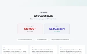 Owlytics.ai homepage — screenshot of the research & search AI tool, 2026-10-02