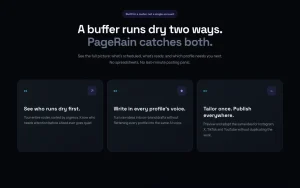 PageRain homepage — screenshot of the productivity & writing AI tool, 2026-10-02