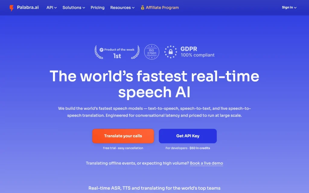 Palabra.ai Startseite – Screenshot des KI-Tools audio & sprache, Oct 1, 2026
