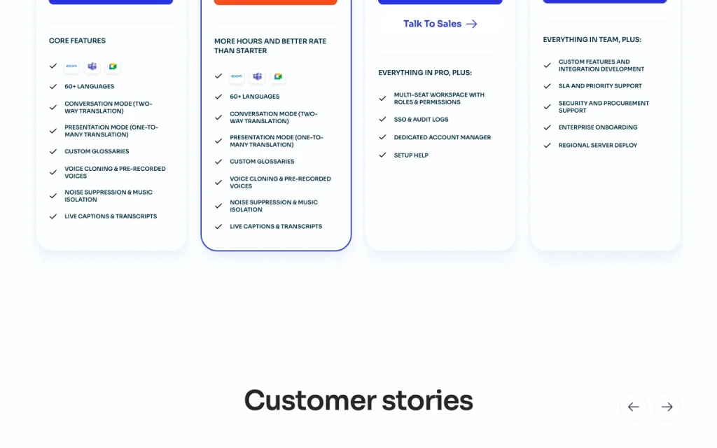 Palabra.ai pricing page with plans and prices — screenshot of the audio & voice AI tool, Oct 1, 2026