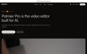 Palmier Pro homepage — screenshot of the video AI tool, 2026-10-01