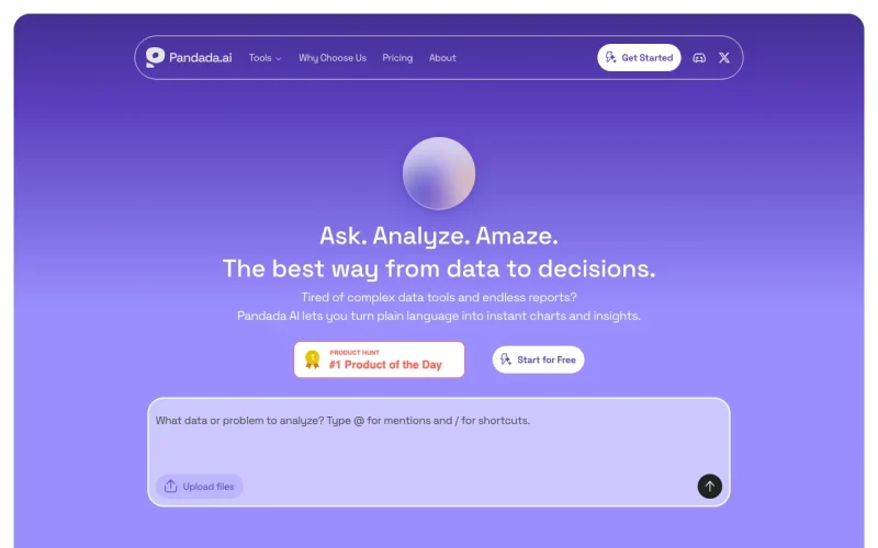 Pandada AI homepage screenshot, research & search AI tool