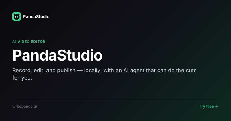 PandaStudio Startseite, Screenshot, KI-Tool video