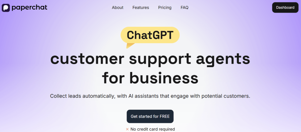 PaperChat homepage screenshot, chat assistants AI tool