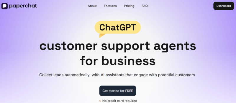 PaperChat homepage screenshot, chat assistants AI tool