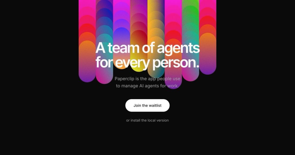 Paperclip homepage screenshot, productivity & writing AI tool