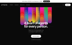 Paperclip homepage page homepage screenshot, productivity & writing AI tool