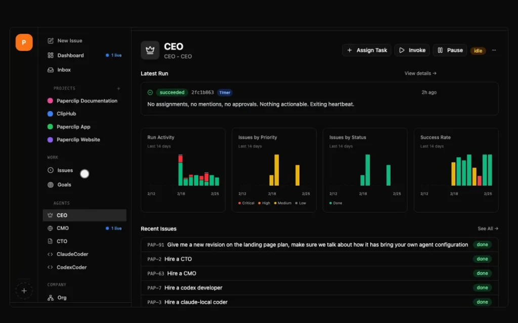 Paperclip homepage — screenshot of the productivity & writing AI tool, Oct 1, 2026