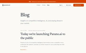 Parano.ai blog — screenshot of the research & search AI tool, 2026-10-02
