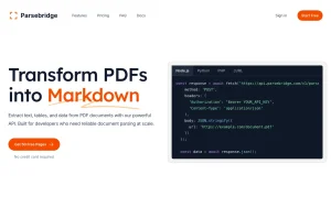 Parsebridge homepage page homepage screenshot, productivity & writing AI tool