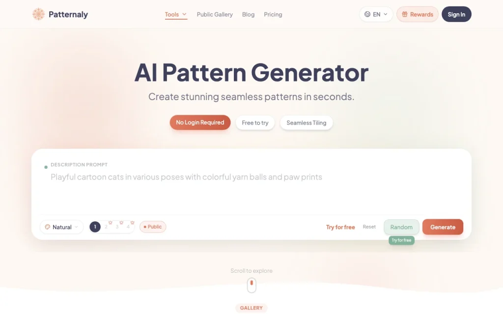 Patternaly homepage screenshot, image generation AI tool