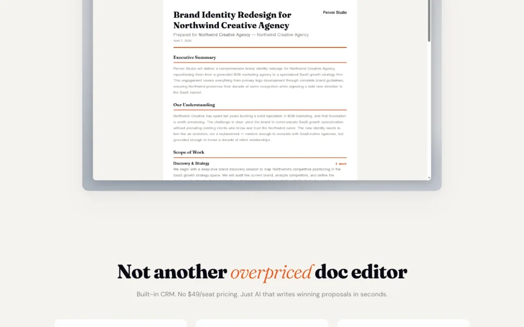Penvoi homepage — screenshot of the productivity & writing AI tool, Oct 2, 2026