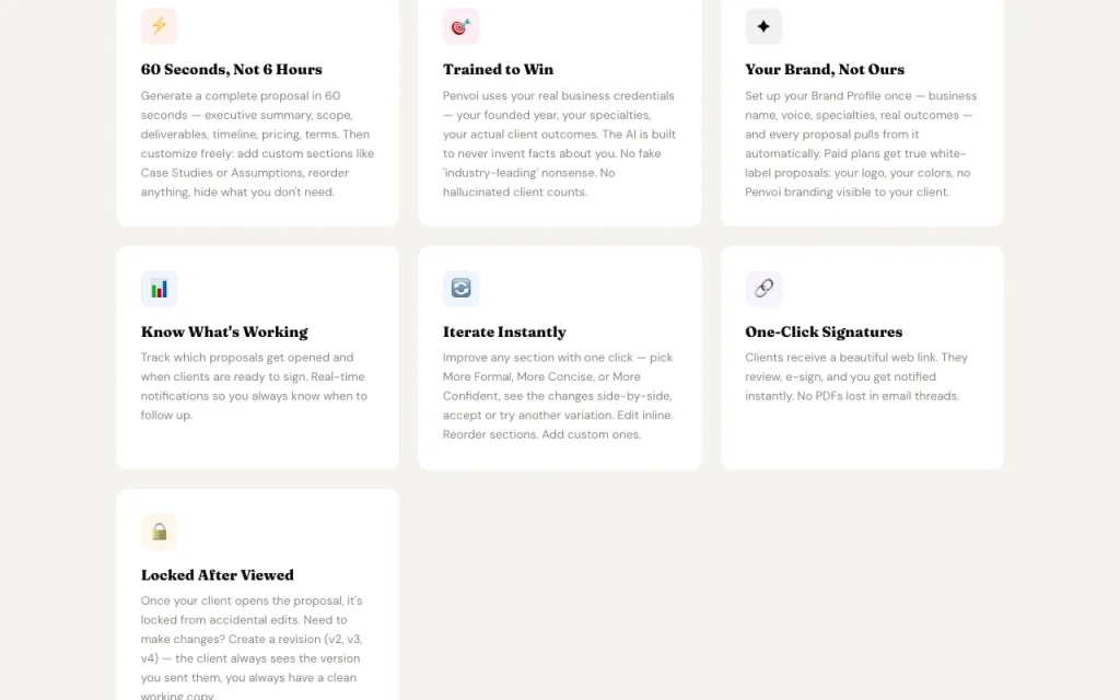 Penvoi homepage — screenshot of the productivity & writing AI tool, Oct 2, 2026