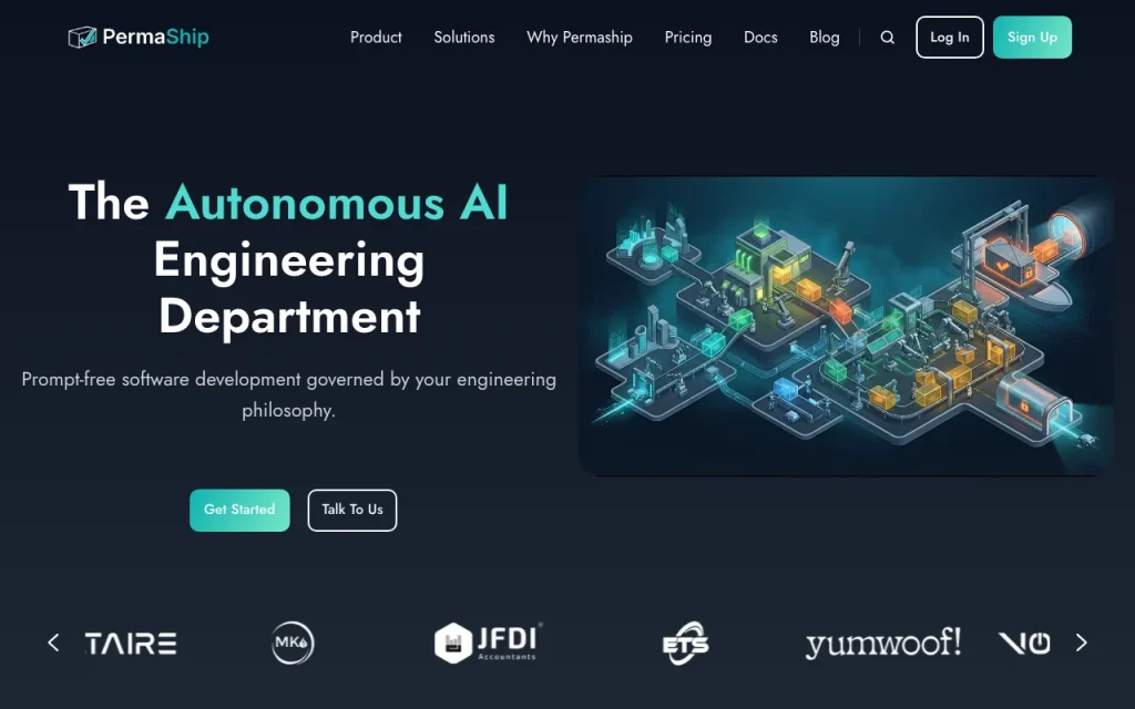 PermaShip Startseite – Screenshot des KI-Tools coding, Oct 1, 2026