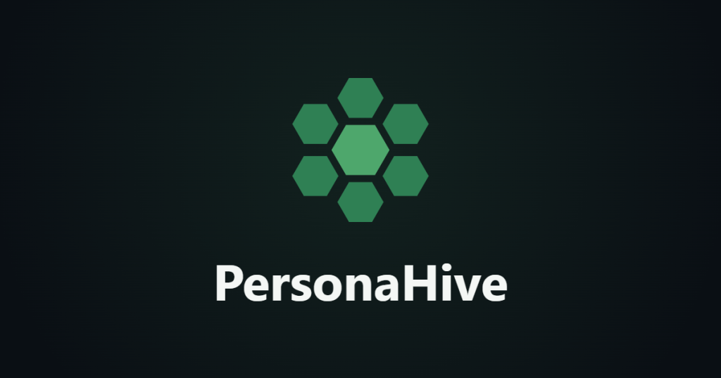 PersonaHive homepage screenshot, research & search AI tool