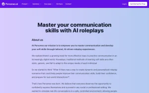 Personeo.ai about page — screenshot of the productivity & writing AI tool, 2026-10-02