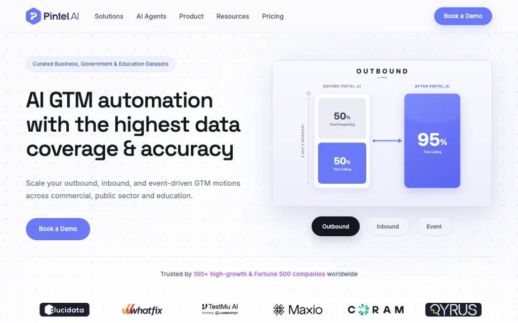 Pintel.AI captura de tela da página inicial, ferramenta de IA produtividade & escrita