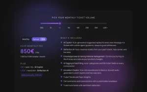 Pluno pricing page homepage screenshot, productivity & writing AI tool