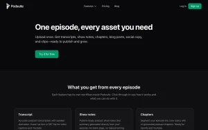 Podsuite features page — screenshot of the productivity & writing AI tool, 2026-10-02