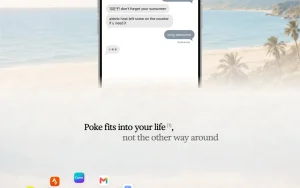 Poke homepage — screenshot of the productivity & writing AI tool, 2026-10-02