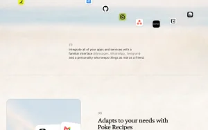Poke homepage — screenshot of the productivity & writing AI tool, 2026-10-02