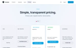 PolicifyAI pricing page with plans and prices — screenshot of the productivity & writing AI tool, 2026-10-01