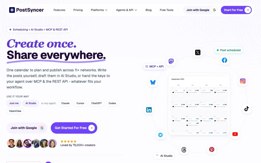 PostSyncer Startseite – Screenshot des KI-Tools produktivität & schreiben, Oct 2, 2026