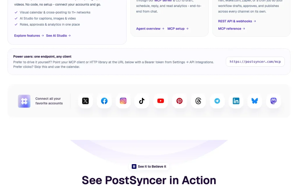PostSyncer homepage — screenshot of the productivity & writing AI tool, Oct 2, 2026