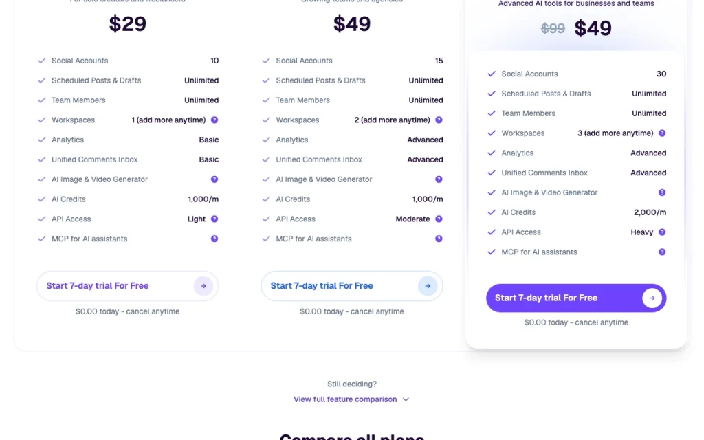 PostSyncer pricing page with plans and prices — screenshot of the productivity & writing AI tool, Oct 2, 2026