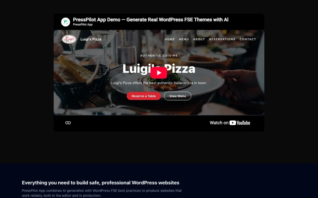 PressPilot App page d'accueil — capture d'écran de l'outil d'IA productivité et rédaction, Oct 1, 2026