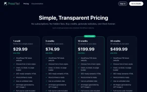 PressPilot App pricing page homepage screenshot, productivity & writing AI tool