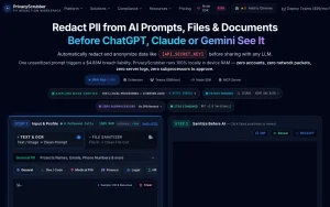 PrivacyScrubber homepage page homepage screenshot, productivity & writing AI tool