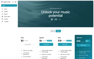 Google Flow Music (Producer) pricing page with plans and prices — screenshot of the audio & voice AI tool, 2026-10-02