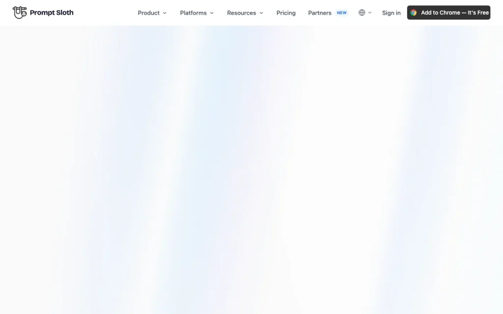 Prompt Sloth homepage — screenshot of the productivity & writing AI tool, Oct 2, 2026