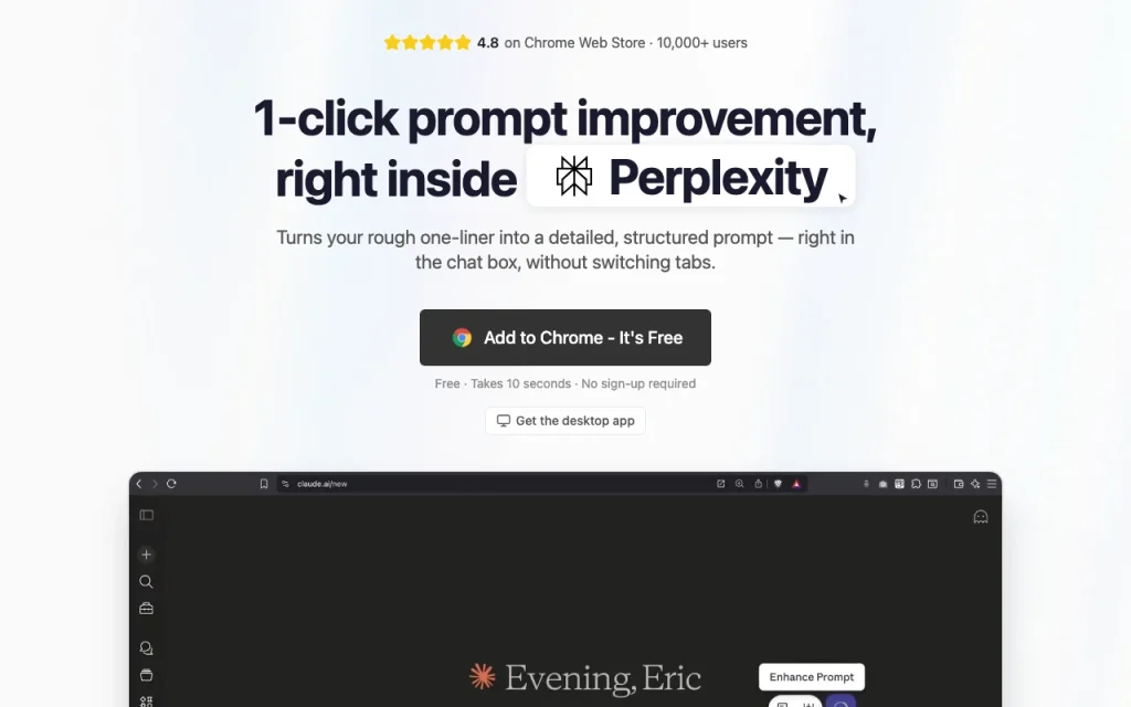 Prompt Sloth página principal — captura de pantalla de la herramienta de IA productividad y escritura, Oct 2, 2026