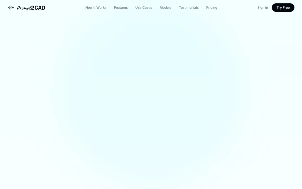 Prompt2CAD homepage — screenshot of the coding AI tool, Oct 2, 2026