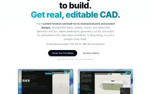 Prompt2CAD homepage — screenshot of the coding AI tool, 2026-10-02