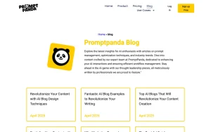 PromptPanda blog — screenshot of the productivity & writing AI tool, 2026-10-02