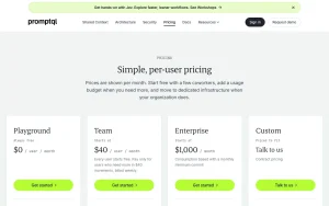 PromptQL pricing page with plans and prices — screenshot of the productivity & writing AI tool, 2026-10-01