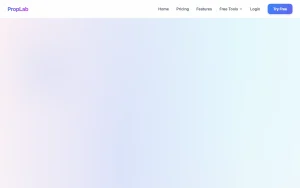PropLab homepage — screenshot of the productivity & writing AI tool, 2026-10-02
