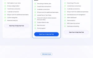Pullsy pricing page with plans and prices — screenshot of the productivity & writing AI tool, 2026-10-02